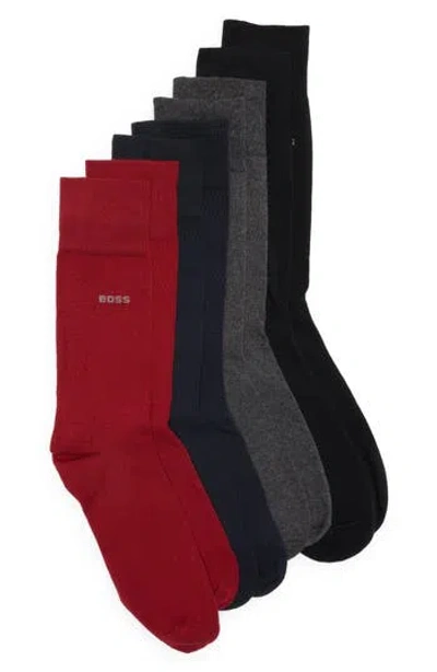 Hugo Boss Boss 4-pack Assorted Crew Socks Gift Box In Multi
