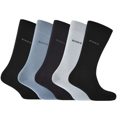 Hugo Boss Boss 5 Pack Logo Crew Socks In Multi