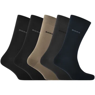 Hugo Boss Boss 5 Pack Logo Crew Socks In Multi