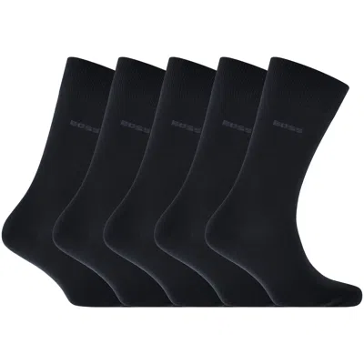 Hugo Boss Boss 5 Pack Paul Crew Socks Navy In Black