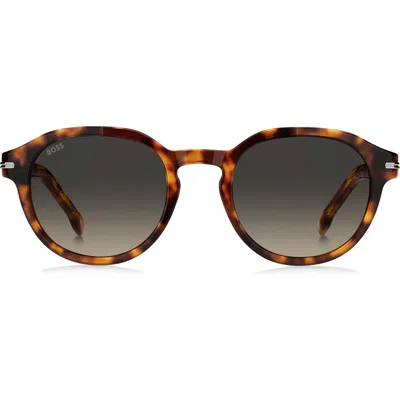 Hugo Boss Boss 50mm Round Sunglasses In Brown