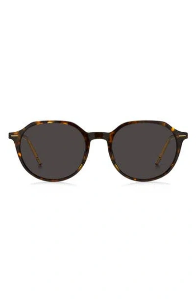 Hugo Boss Boss 51mm Round Geometric Sunglasses In Brown