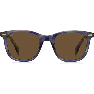 Hugo Boss Boss 51mm Square Sunglasses In Blue Havana