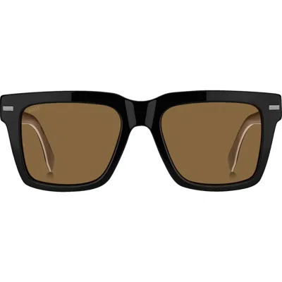 Hugo Boss Boss 53mm Rectangular Sunglasses In Brown