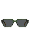 Hugo Boss 53mm Rectangular Sunglasses In Green/havana