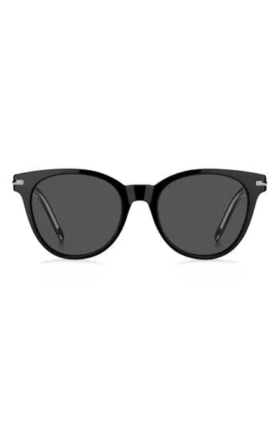 Hugo Boss Boss 53mm Round Sunglasses In Black