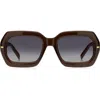 Hugo Boss Boss 54mm Rectangular Sunglasses In 009q-dg