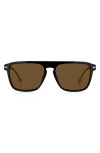 Hugo Boss Boss 56mm Flat Top Sunglasses In Brown