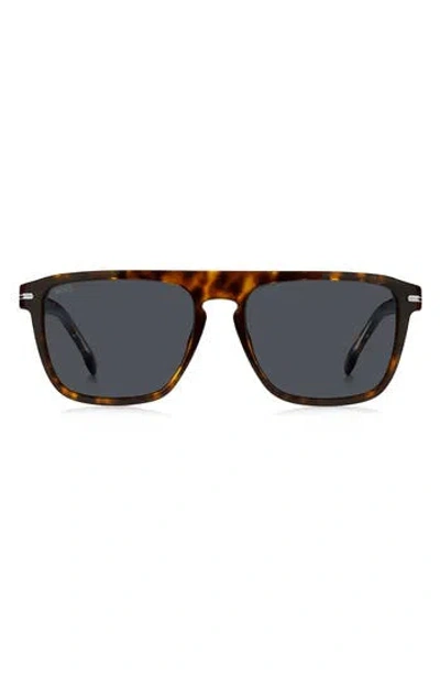 Hugo Boss Boss 56mm Flat Top Sunglasses In Brown