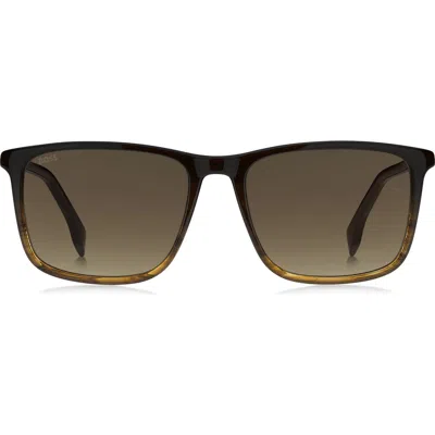 Hugo Boss Boss 56mm Ombré Square Sunglasses In Brown
