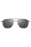 Hugo Boss Boss 56mm Rectangular Aviator Sunglasses In Gray