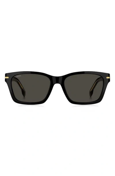 Hugo Boss Boss 56mm Rectangular Sunglasses In Black/grey