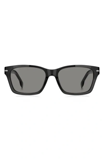 Hugo Boss Boss 56mm Rectangular Sunglasses In Grey/grey