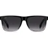 Hugo Boss Boss 57mm Gradient Polarized Square Sunglasses In Black Grey/grey Sf Polar
