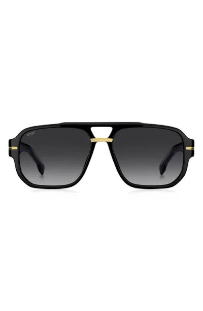 HUGO BOSS BOSS 57MM RECTANGULAR SUNGLASSES