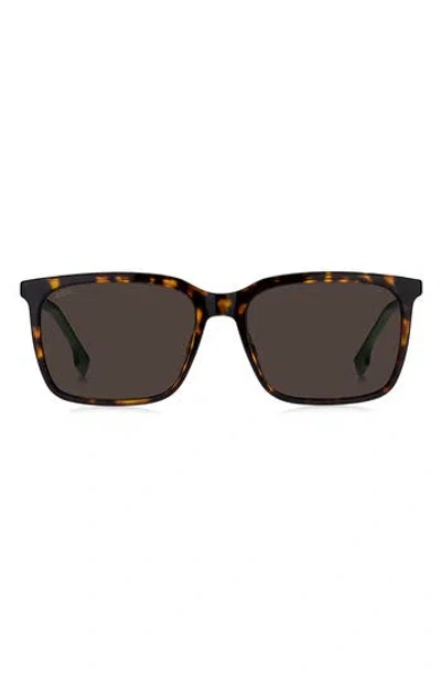 Hugo Boss Boss 57mm Rectangular Sunglasses In Brown