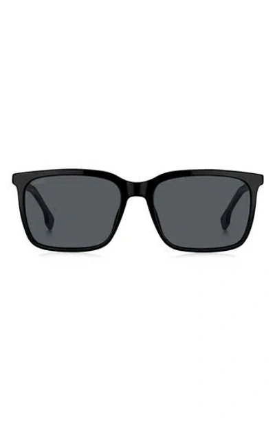 Hugo Boss Boss 57mm Rectangular Sunglasses In Black