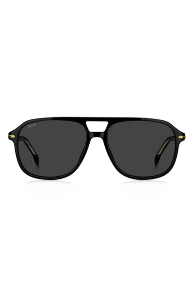 Hugo Boss Boss 57mm Square Sunglasses In Black/grey