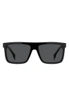 Hugo Boss Boss 59mm Polarized Rectangular Sunglasses In Black