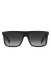 Hugo Boss Boss 59mm Polarized Rectangular Sunglasses In Matte Black