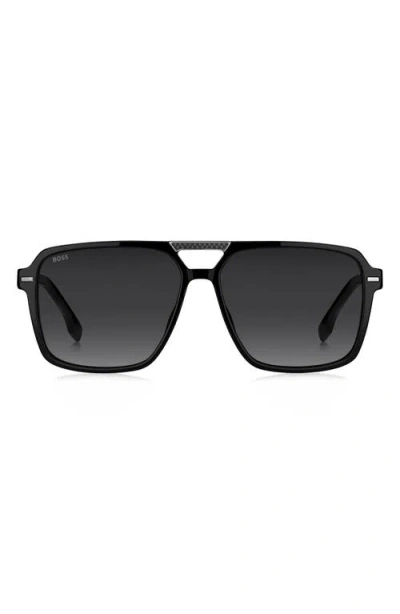 Hugo Boss Boss 59mm Square Sunglasses In Black/dark Grey Sf