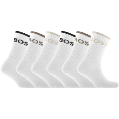 Hugo Boss Boss 6 Pack Quarter Length Socks White