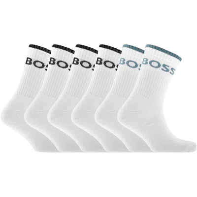 Hugo Boss Boss 6 Pack Quarter Length Socks White