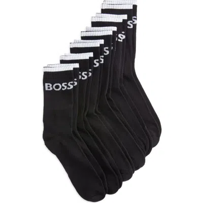 Hugo Boss Boss 6-pack Stripe Logo Crew Socks In Black