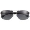 Hugo Boss Boss 60mm Polarized Rectangular Sunglasses In Matte Dark Ruthenium