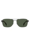 Hugo Boss Boss 60mm Polarized Rectangular Sunglasses In Metallic