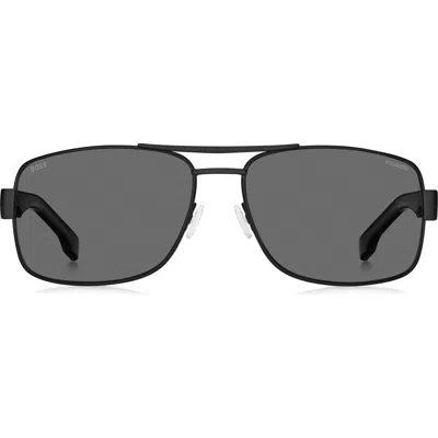 Hugo Boss Boss 62mm Oversize Polarized Navigator Sunglasses In Matte Black/grey Polar