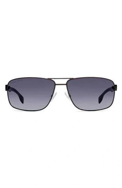 Hugo Boss Boss 64mm Rectangle Aviator Sunglasses In Blue