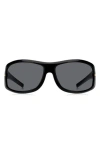 Hugo Boss Boss 70mm Rectangular Wraparound Sunglasses In Black