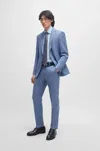 Hugo Boss Boss Huge Slim Fit Blue Microcheck Wool Suit