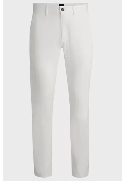 Hugo Boss Slim-fit Chinos In Stretch-cotton Satin In White