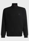 Hugo Boss Zip-up Jacket In Cotton Terry With Logo Badge In Nero