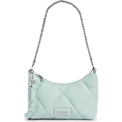 Hugo Boss Boss Abelie Quilted Faux Leather Hobo Bag In Green