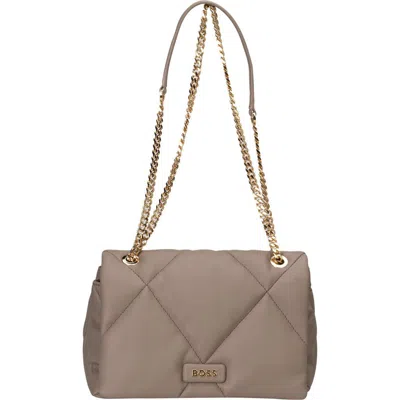 Hugo Boss Boss Abelie Quilted Faux Leather Shoulder Bag In Brown