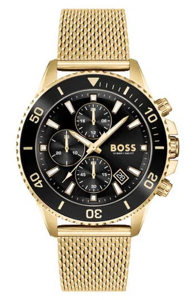 Hugo Boss Boss Admiral Mesh Strap Chronograph Watch, 45mm In Black