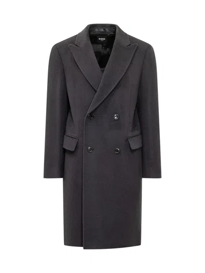 Hugo Boss Boss Alpaca Blend Peak-front Jacket In Blue