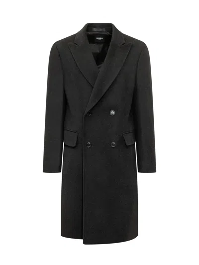 Hugo Boss Boss Alpaca-blend Peak Lapel Jacket In Black
