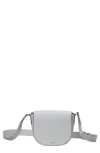 Hugo Boss Boss Alyce Flap Leather Crossbody Bag In Gray