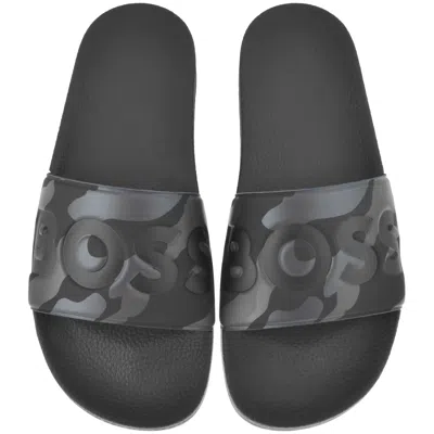 Hugo Boss Boss Aryeh Sliders Medium Camo Grey In Black