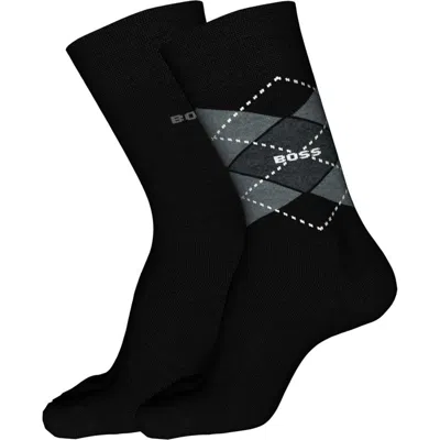 Hugo Boss Boss Assorted 2-pack Argyle Crew Socks In Black