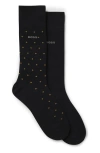 Hugo Boss Boss Assorted 2-pack Dot & Solid Dress Socks In Black