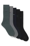 Hugo Boss Boss Assorted 2-pack Solid Cotton Blend Dress Socks In Brown