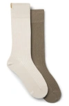 Hugo Boss Boss Assorted 2-pack Solid Cotton Blend Dress Socks In Multi