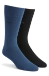 Hugo Boss Boss Assorted 2-pack Solid Dress Socks In Blue