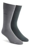 Hugo Boss Boss Assorted 2-pack Solid Dress Socks In Gray