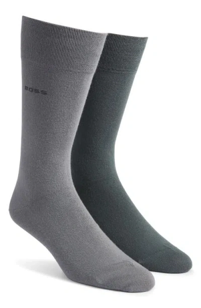 Hugo Boss Boss Assorted 2-pack Solid Dress Socks In Gray